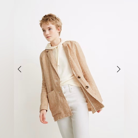 Madewell Linen Dorset Blazer in Gingham Check - Picture 2 of 11